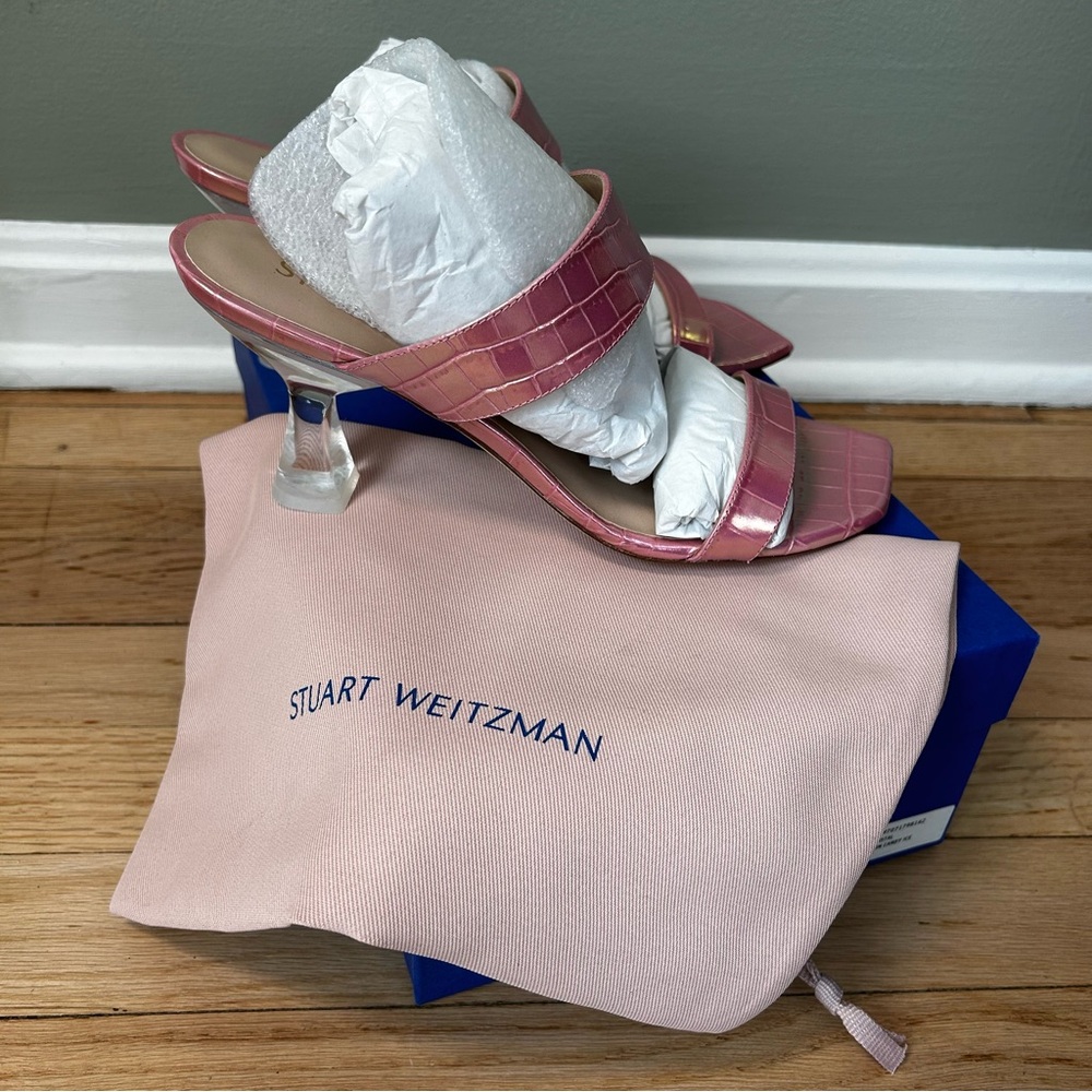 NWB Stuart Weitzman Women's Kristal Sandals pink heels size 38 7.5B - Picture 2 of 15